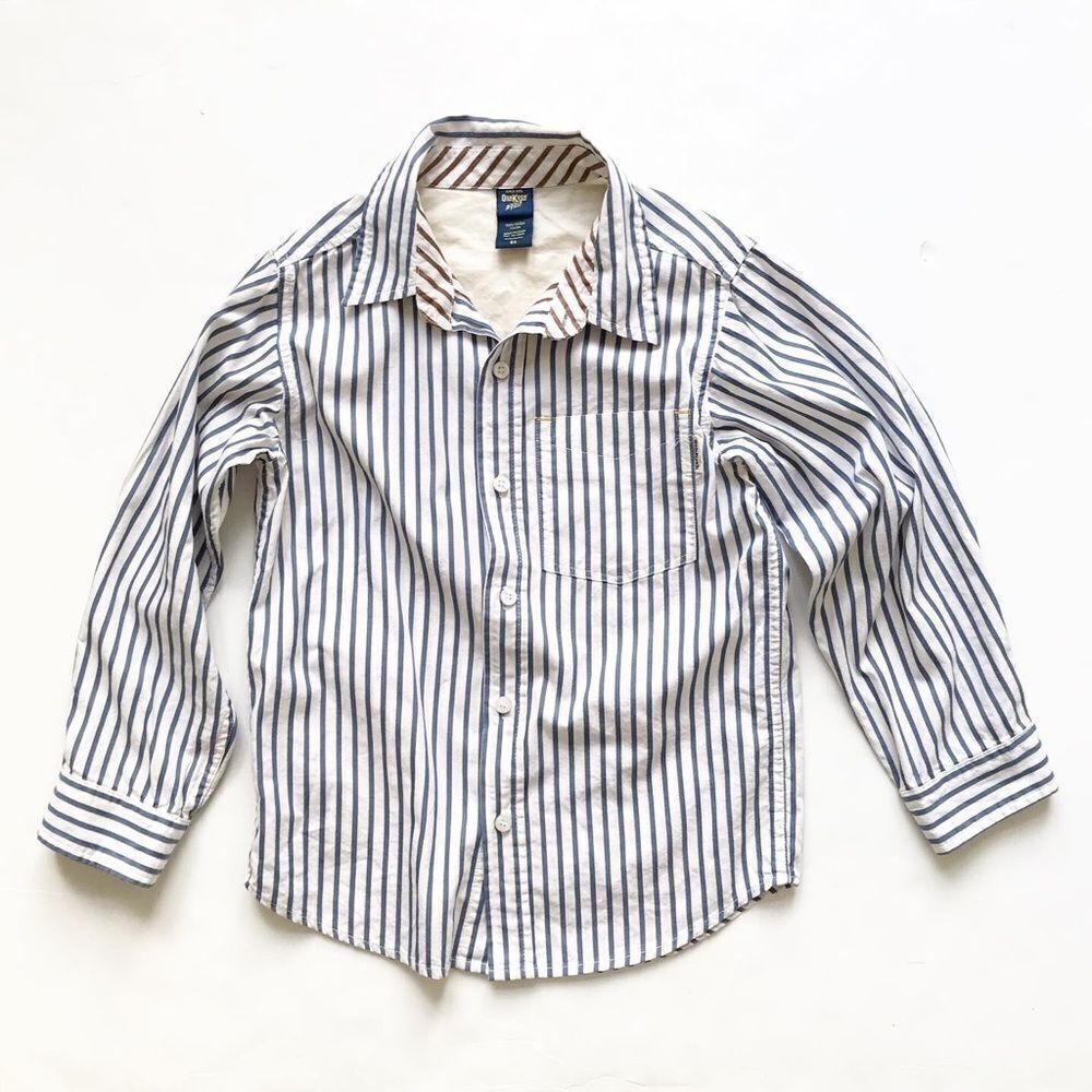 Oshkosh blue/white stripe button down shirt EUC 6X